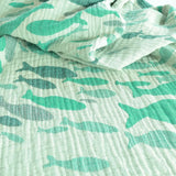 Swirling Fishes Green Blanket by Didymos